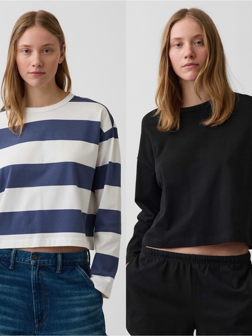 (2) GAP Knit Oversized Crop Shirt 100% Cotton Size XS